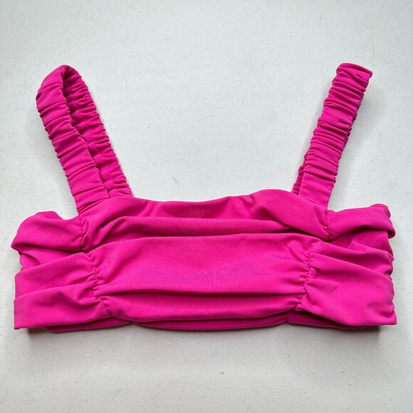 L*Space The Breaks Bra Ruched Top Princess Seams Fuchsia Pink Women Small NWT - Picture 2 of 9